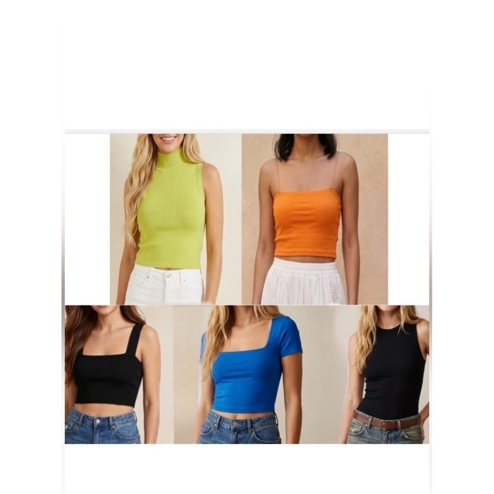 Zara Bundle of 5 Summer Tops Crop, Cami, Tank Bodysuit, Mock Neck, Size S